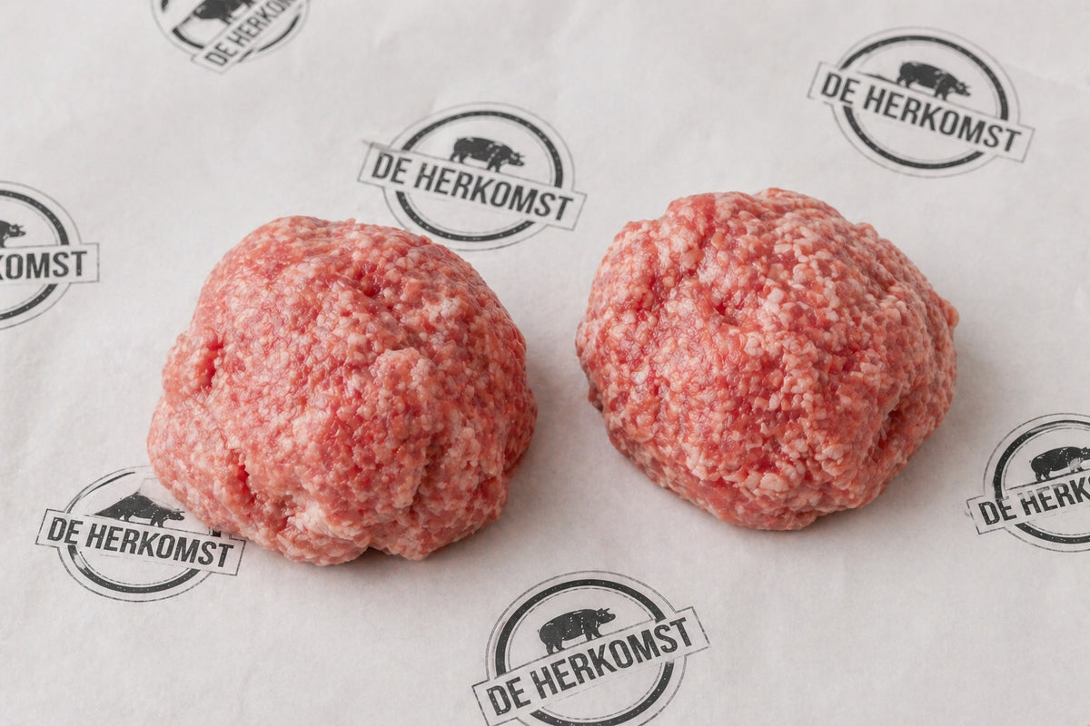 Twee rauwe gehaktballen van De Herkomst